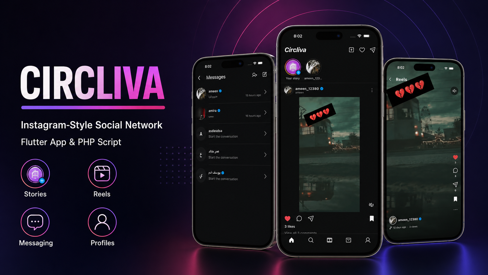 Circliva – Instagram-Style Social Network Flutter App & PHP Script